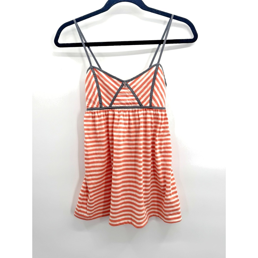Y2K Babydoll Top XS Striped Tie Back Cami Empire Waist Retro Tank Nautical Twee
